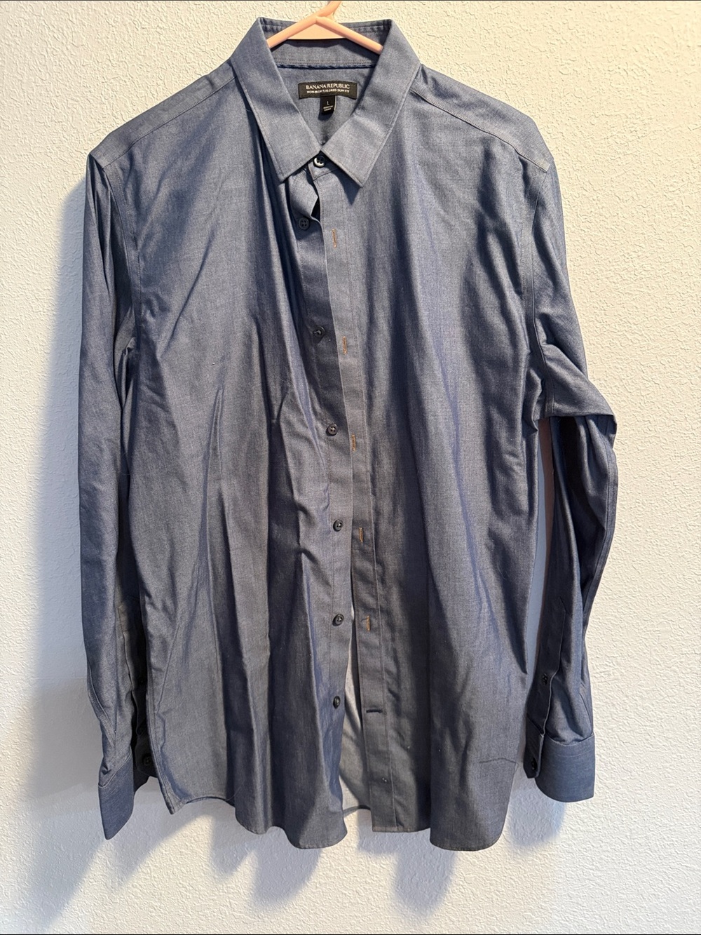 Banana Republic Men's Heathered Navy Dress Shirt